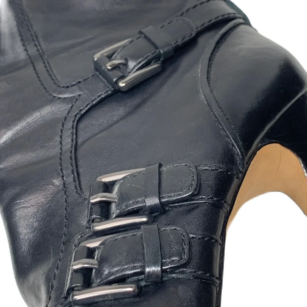 COACH Womens Marsha Mid Calf Black Leather High Heel Booties Boots sz 8 - Picture 5 of 15